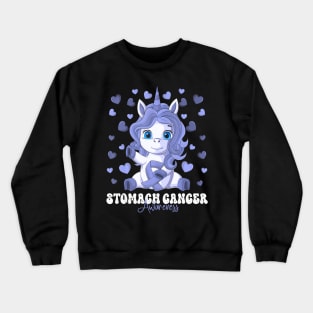 Stomach Cancer Awareness Month Periwinkle  Unicorn Crewneck Sweatshirt